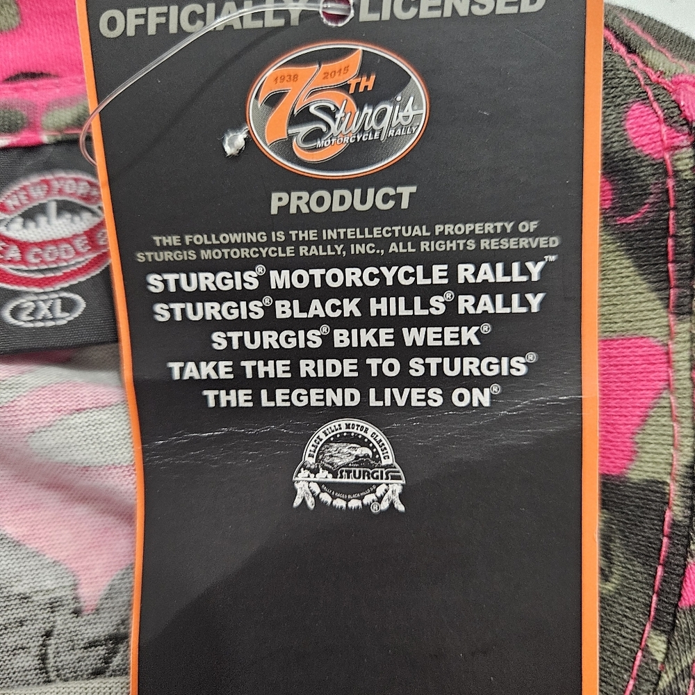 New Sturgis 75th Anniversary Pink Camo Skull Graphic Plus Size T-Shirt 2XL Tee - Picture 11 of 14